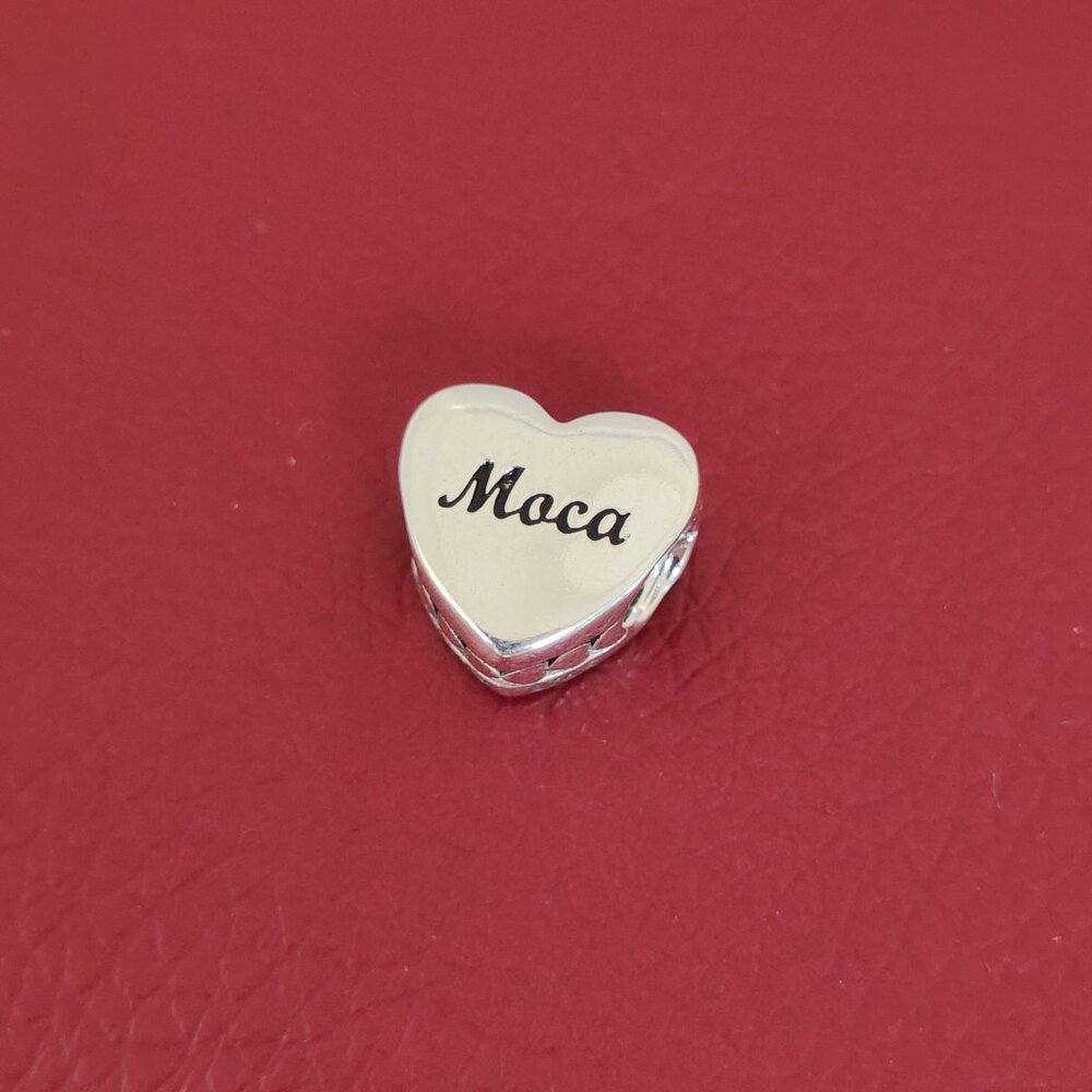 Pandora Moca Heart Charm Coffee Lover Pendant Bead S925 Sterling Silver with box